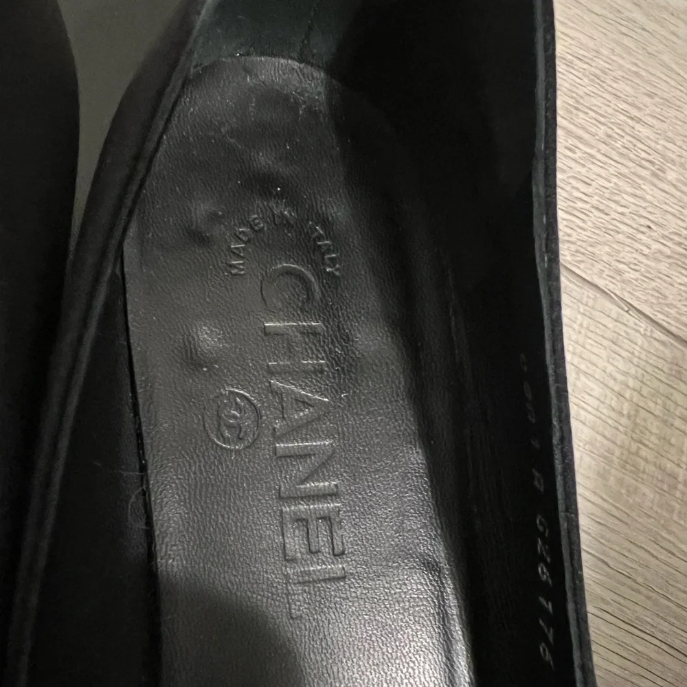 Chanel Ballet Flats‎ Floral Black Satin Size 36 Made in Italy